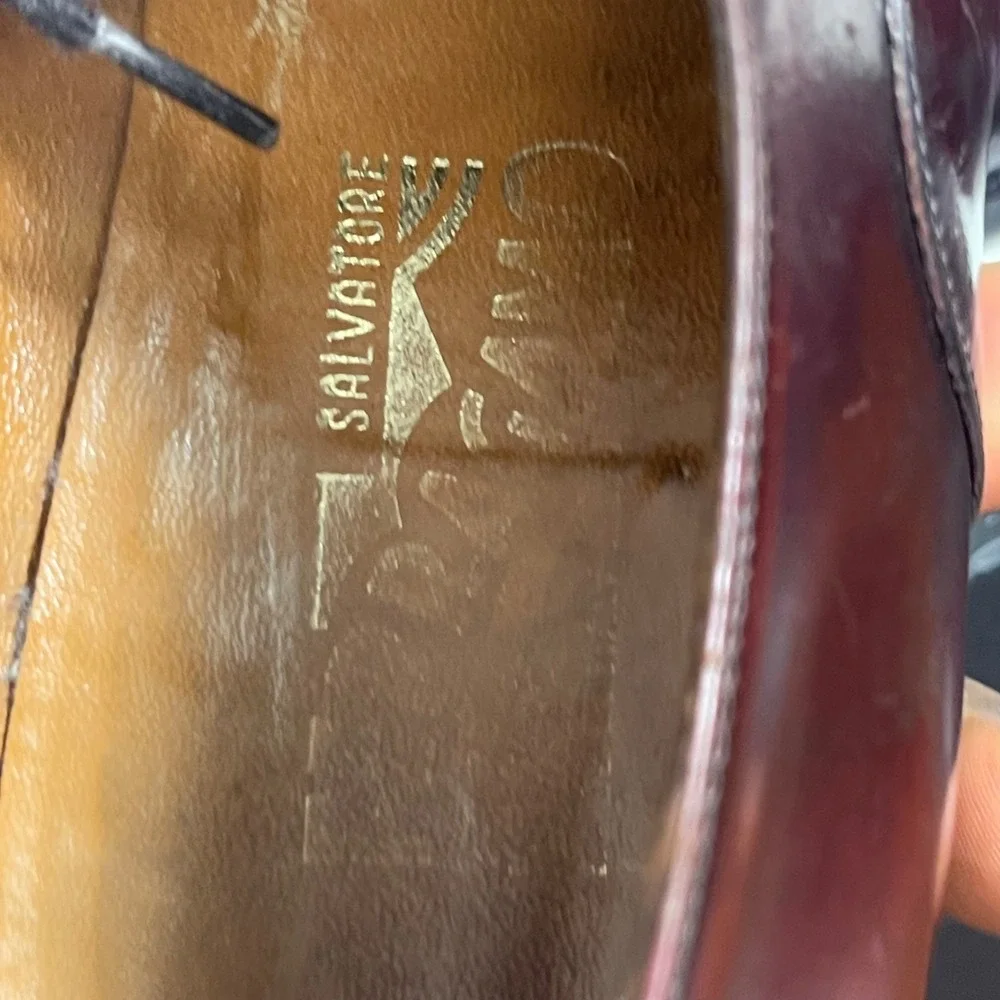 Salvatore Ferragamo Burgundy Leather Cap Toe Oxford Dress Shoes Men's 9.5 D